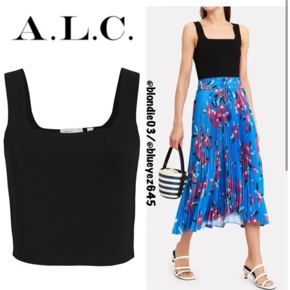 A.L.C. Victoria Black Knit Tank Top L - Picture 1 of 5
